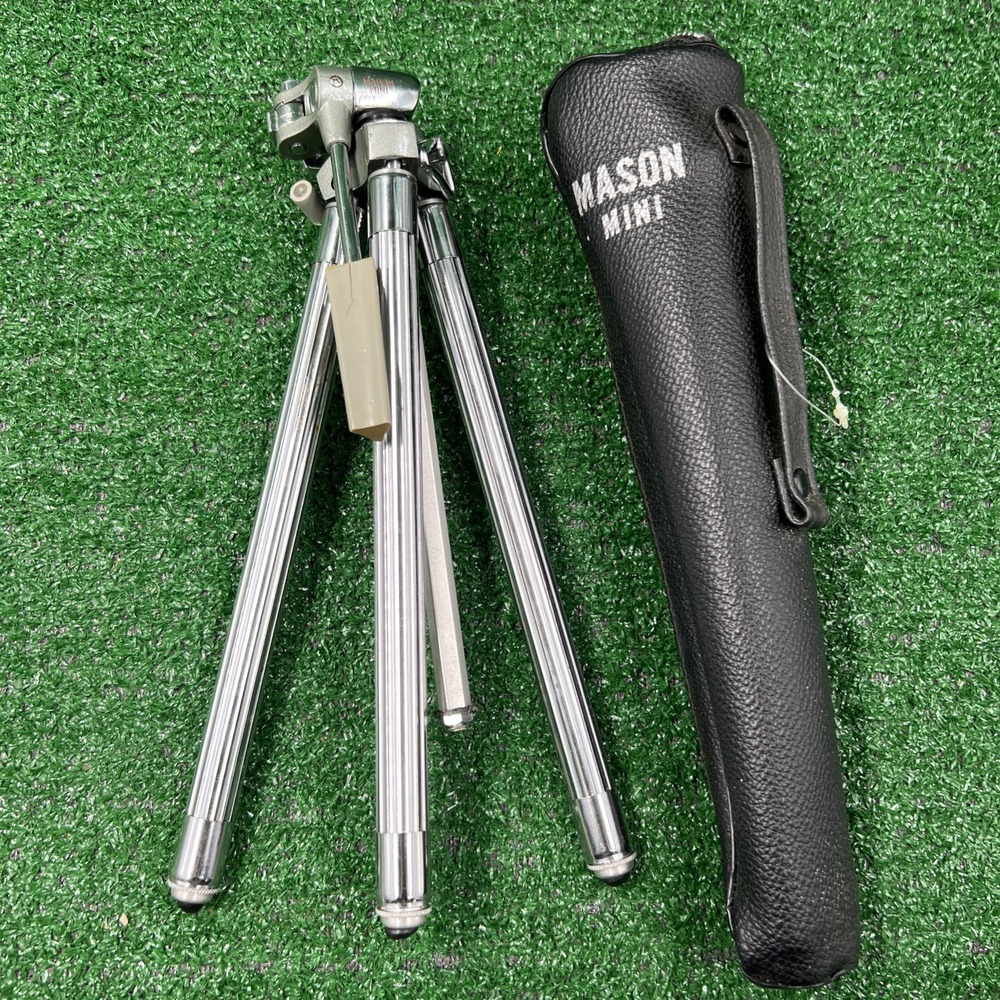 Vintage Mason Mini Metal‎ Portable Adjustable Camera Tripod and Leather Case